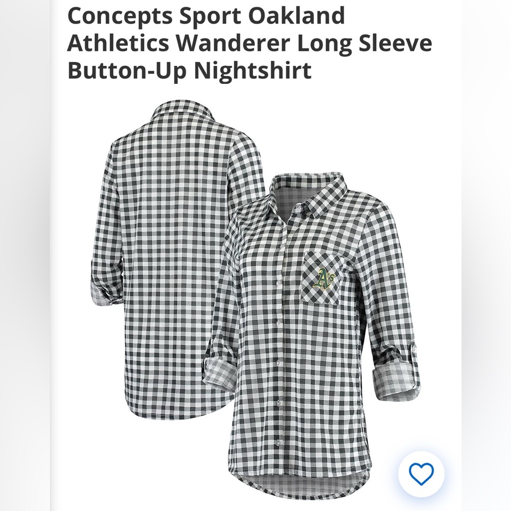 Black and White Oakland athletics night shirt nightgown nwt